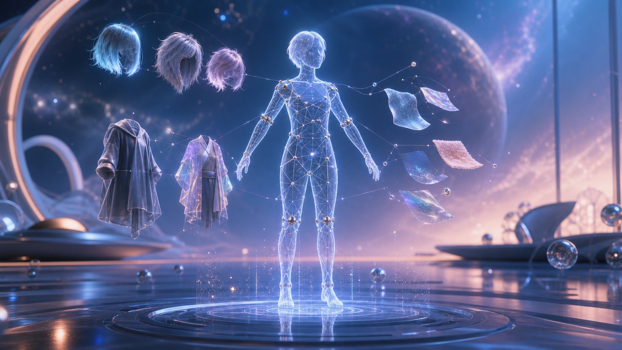 生成AIとVRM制作を想起させる幻想的なメタバースアバターのヒーロー画像